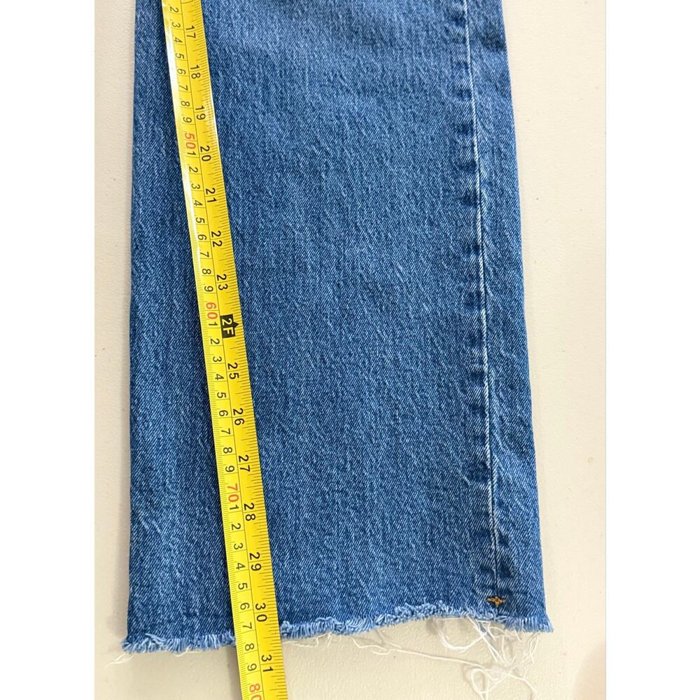 Abercrombie The 90s Relaxed Jean Curve Love High Rise Raw Hem Blue Wash 25 / 0R - Picture 11 of 11